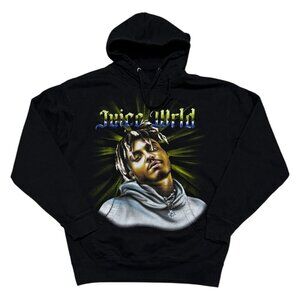 JUICE WRLD Airbrush Graphic Rap Music Black Hoodie Sweatshirt Mens Large